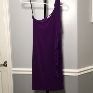 purple one shoulder dress